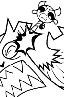 A coloring page of powerpuff girls